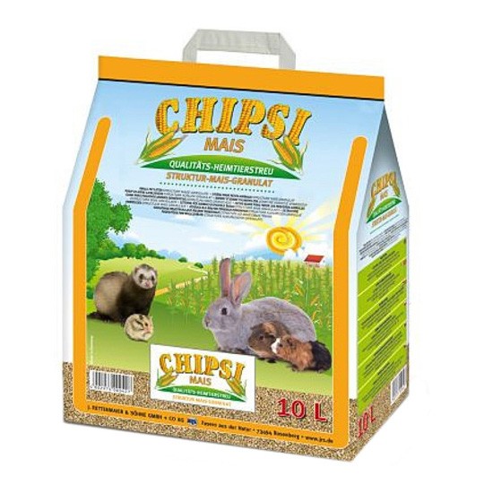 Chipsi lecho higiénico de maiz para pequeñas mascotas y aves 10l