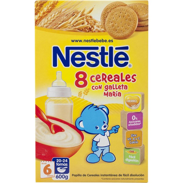 Nestlé papilla de 8 cereales con galleta maría +6 meses 725g