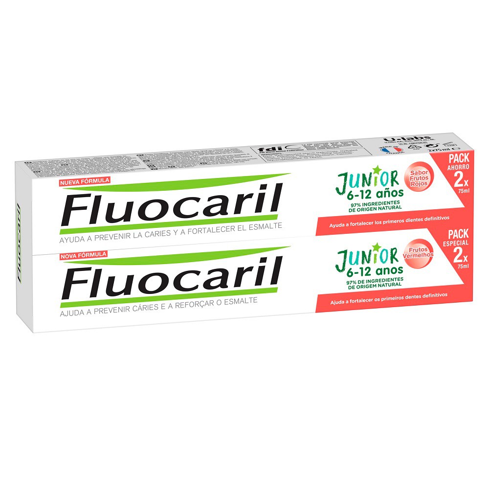 Fluocaril junior gel frutos rojos 75mx2u