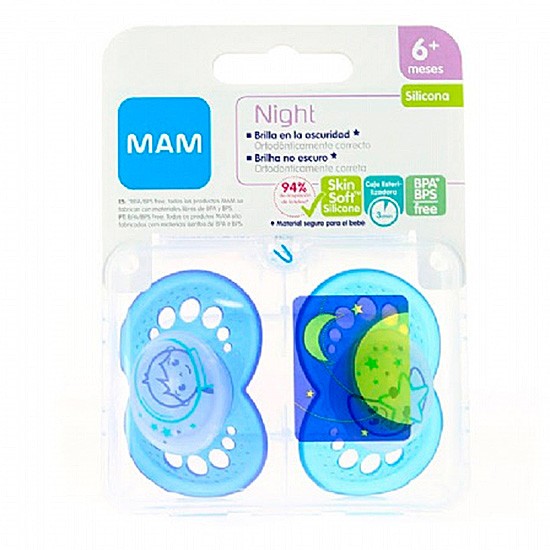 Man Baby Chupete mam night 6+ azul