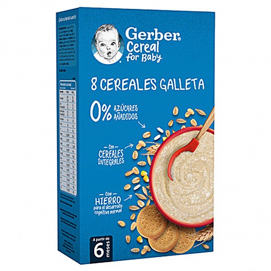 Gerber papilla 8 cereales con galleta 475g