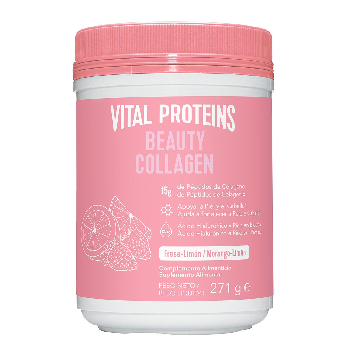 Vital Proteins Beauty Collagen en polvo sabor fresa-limón 271g