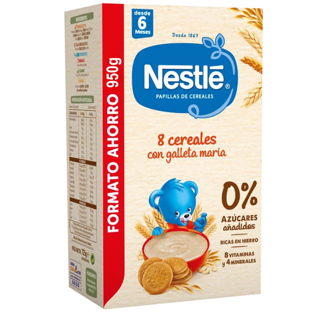 Nestlé papilla 8 cereales con galleta María 950g